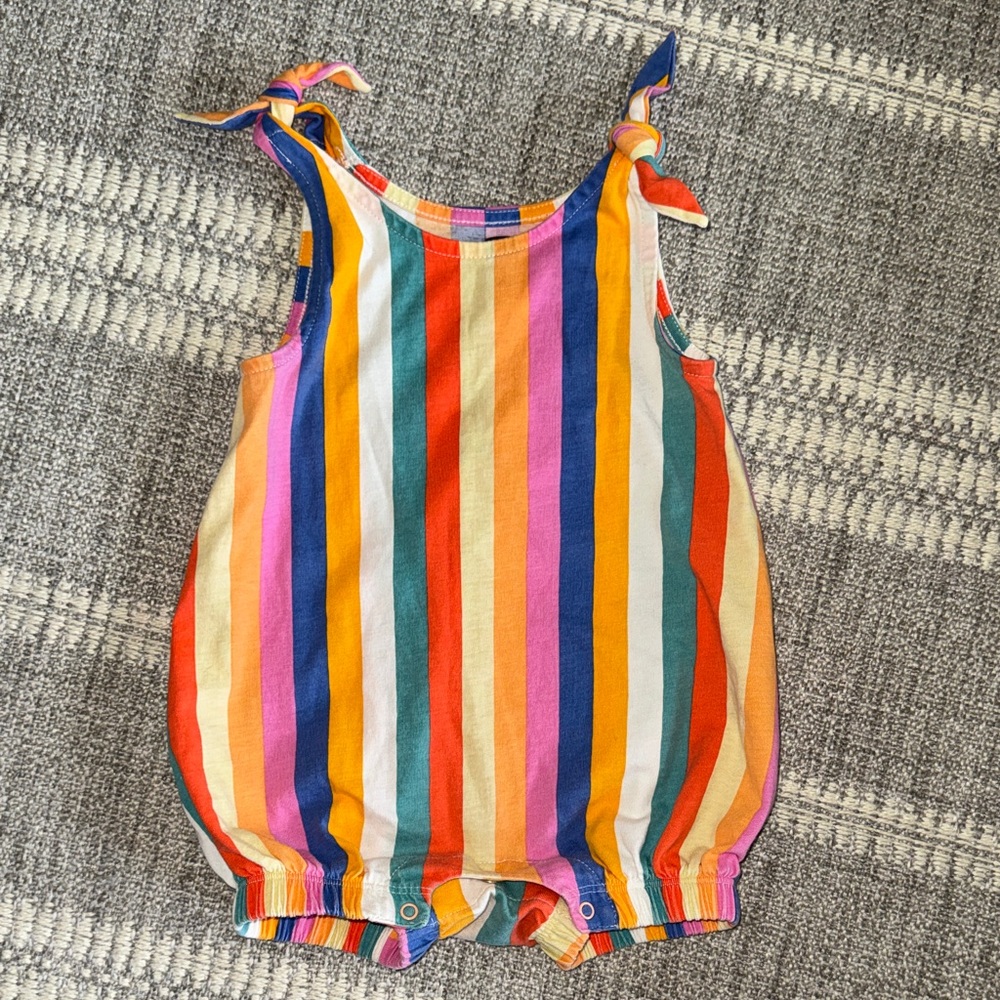 Tea Collection Striped Multicolor Tie-Shoulder Baby Romper 9-12 months